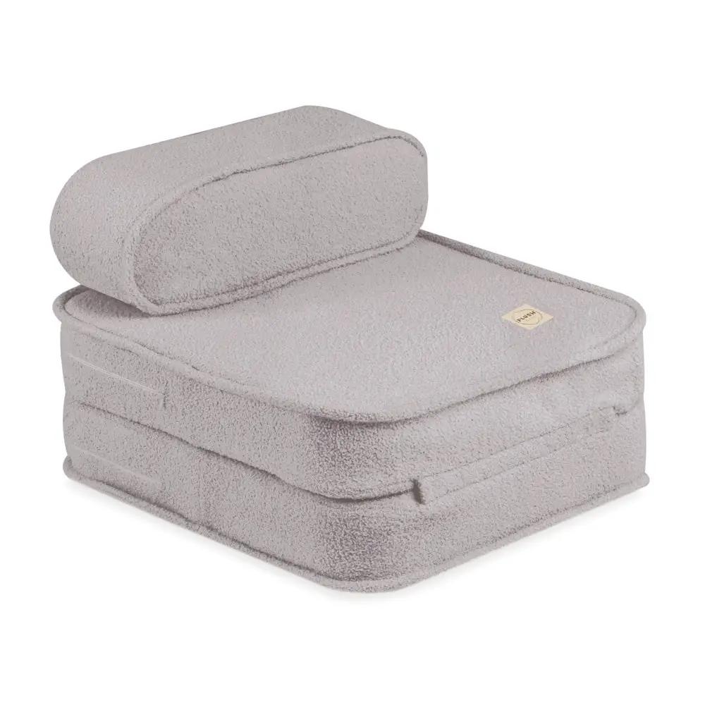Chaise longue enfant, 150x60x25 cm, agneau gris - Plush Nest by Misioo