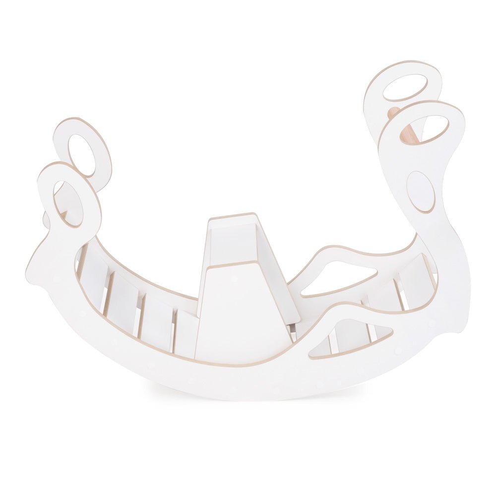 Bascule avec banc pour enfants - Bois blanc, bascule en bois, jouet à bascule - Plush Nest - myplayground
