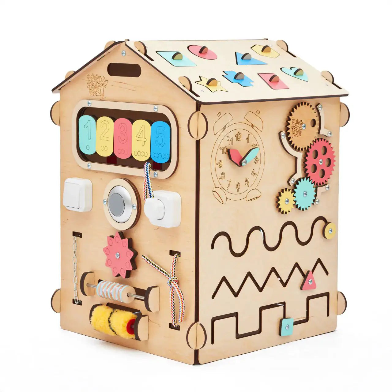 Maisonnette Éducative - Bois Natura, 12 à 18 mois - BusyKids by BusyKids