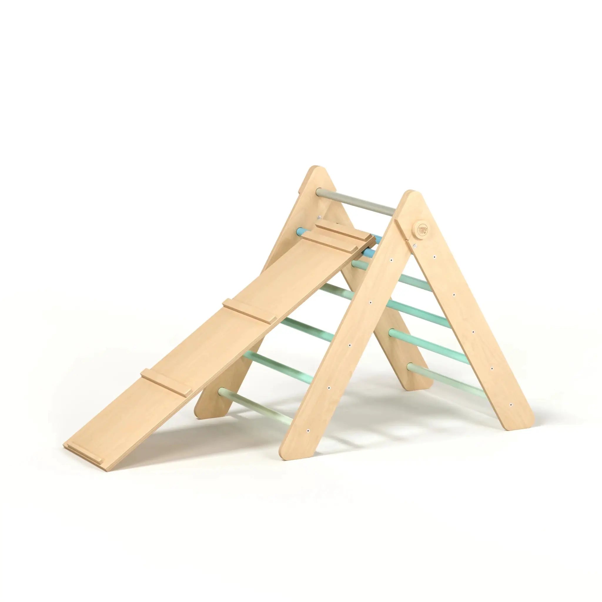 Ensemble triangle pikler et planche à double face - menthe, bois natura, 12 à 18 mois - BusyKids by BusyKids