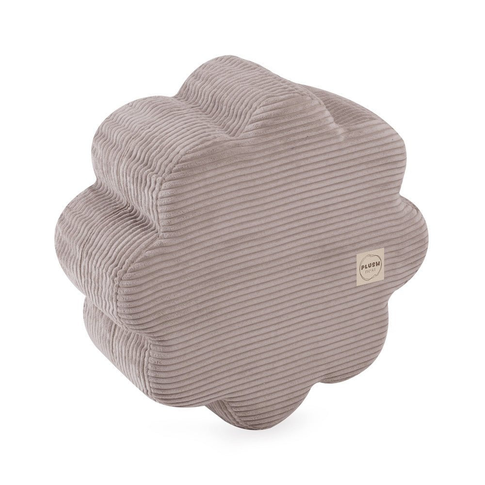 Pouf fleur 54x25 cm - Velours côtelé beige premium, forme de fleur - Plush Nest by Misioo