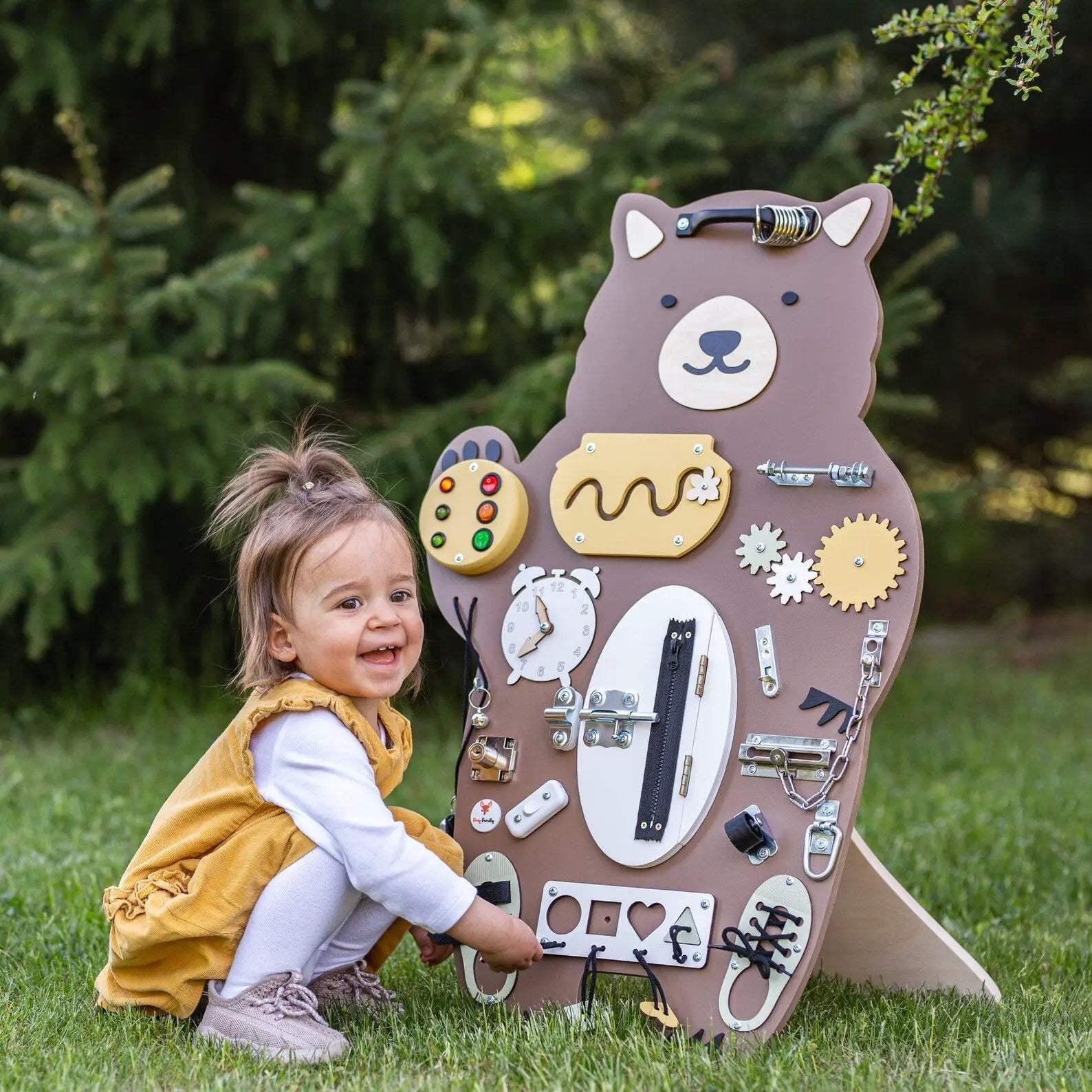 MARY L'OURSON Busy Board - Planche sensorielle - Jeu de motricite fine pour enfant ( 3 ans et + ) by FoxyFamily
