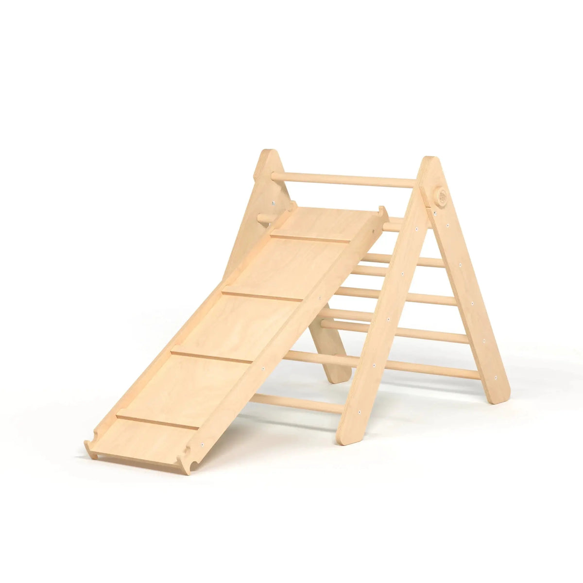 Ensemble triangle de motricité pikler et planche - couleur nature, bois brut, 12 à 18 mois - BusyKids by BusyKids