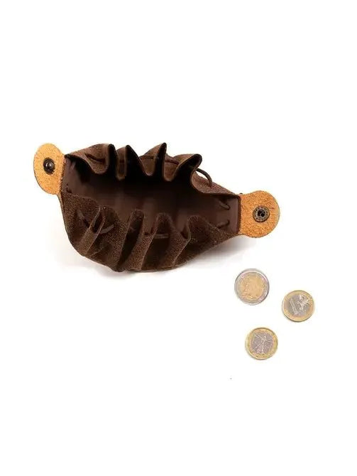 Porte-monnaie en cuir suede Marron- Jeu de role pour enfants by KALID MEDIEVAL
