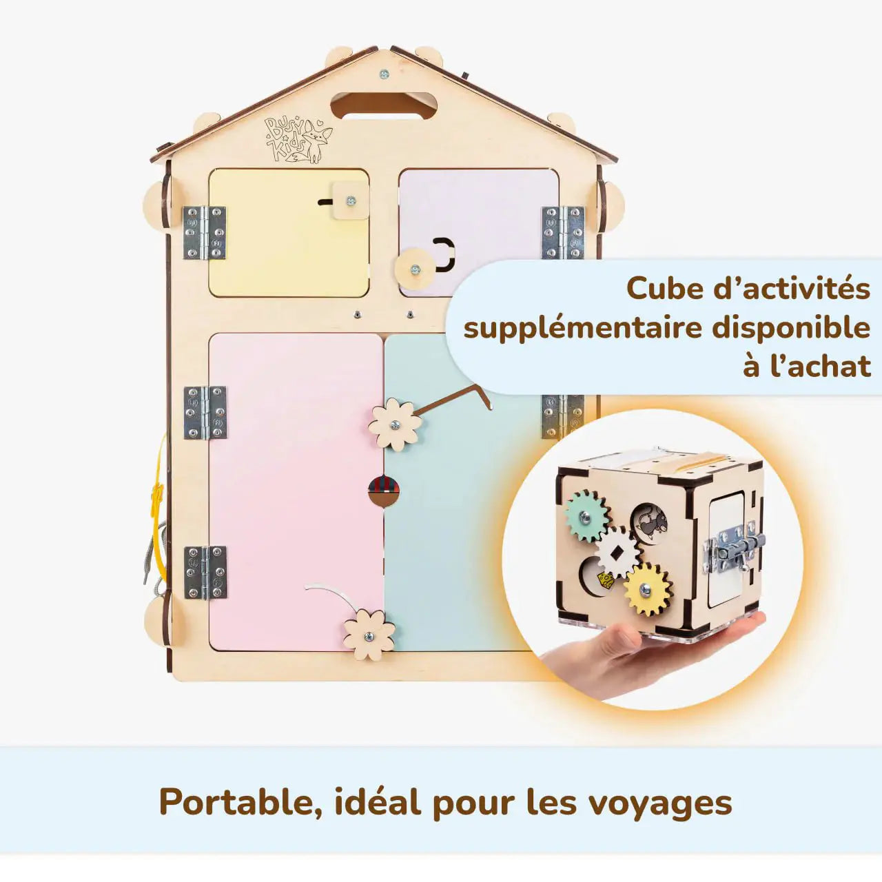 Ensemble Maisonnette et Cube Interactif - Natura/Pastel, bois natura - 12 à 18 mois - BusyKids by BusyKids
