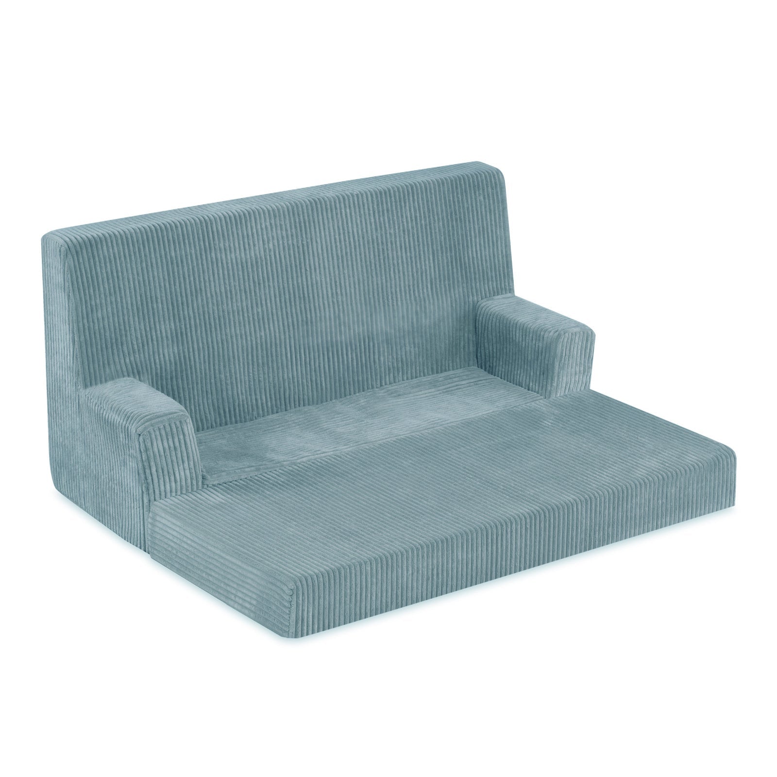 Canapé Foldie avec accoudoirs - Velours côtelé bleu premium - PLUSH NEST by Misioo