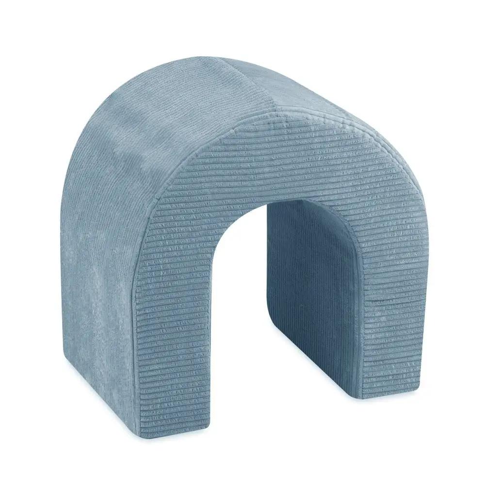 Château de terrain de jeu avec piscine +150 balles (perle, argent) – Velours côtelé bleu premium – Plush Nest by Misioo
