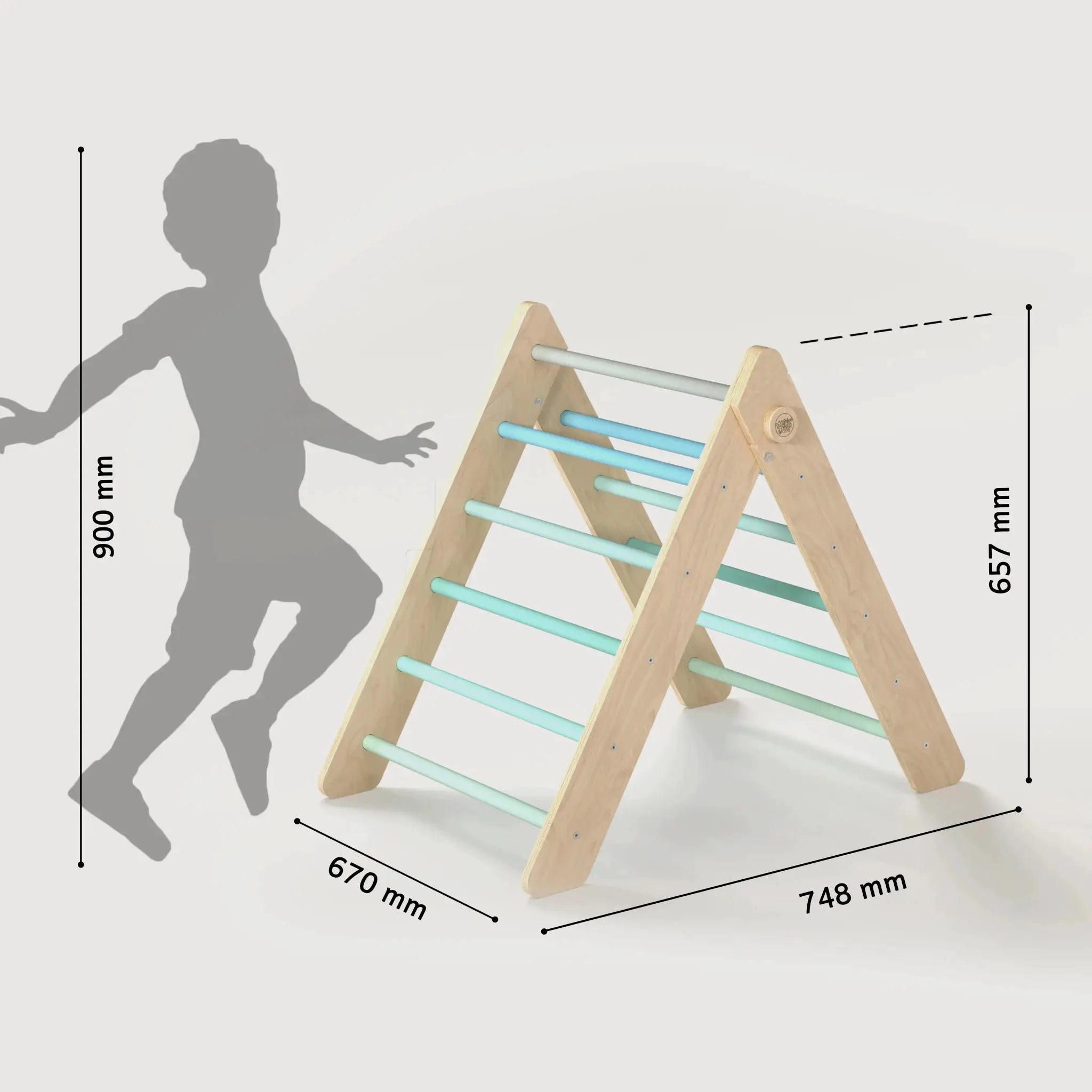 Ensemble triangle pikler + planche + bascule d’équilibre - menthe, bois Natura, 12 à 18 mois - BusyKids by BusyKids
