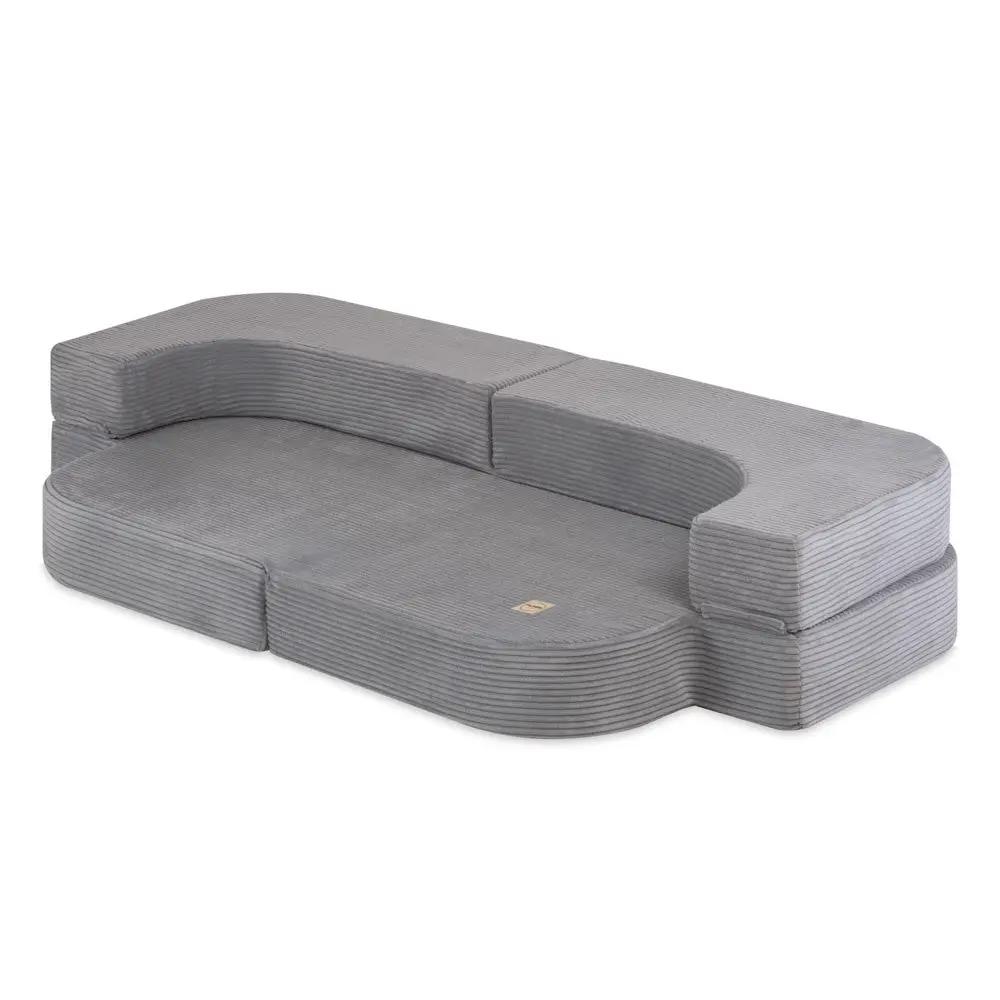 Canapé-lit Foldie - Velours côtelé gris premium, lavable, imperméable - Plush Nest by Misioo