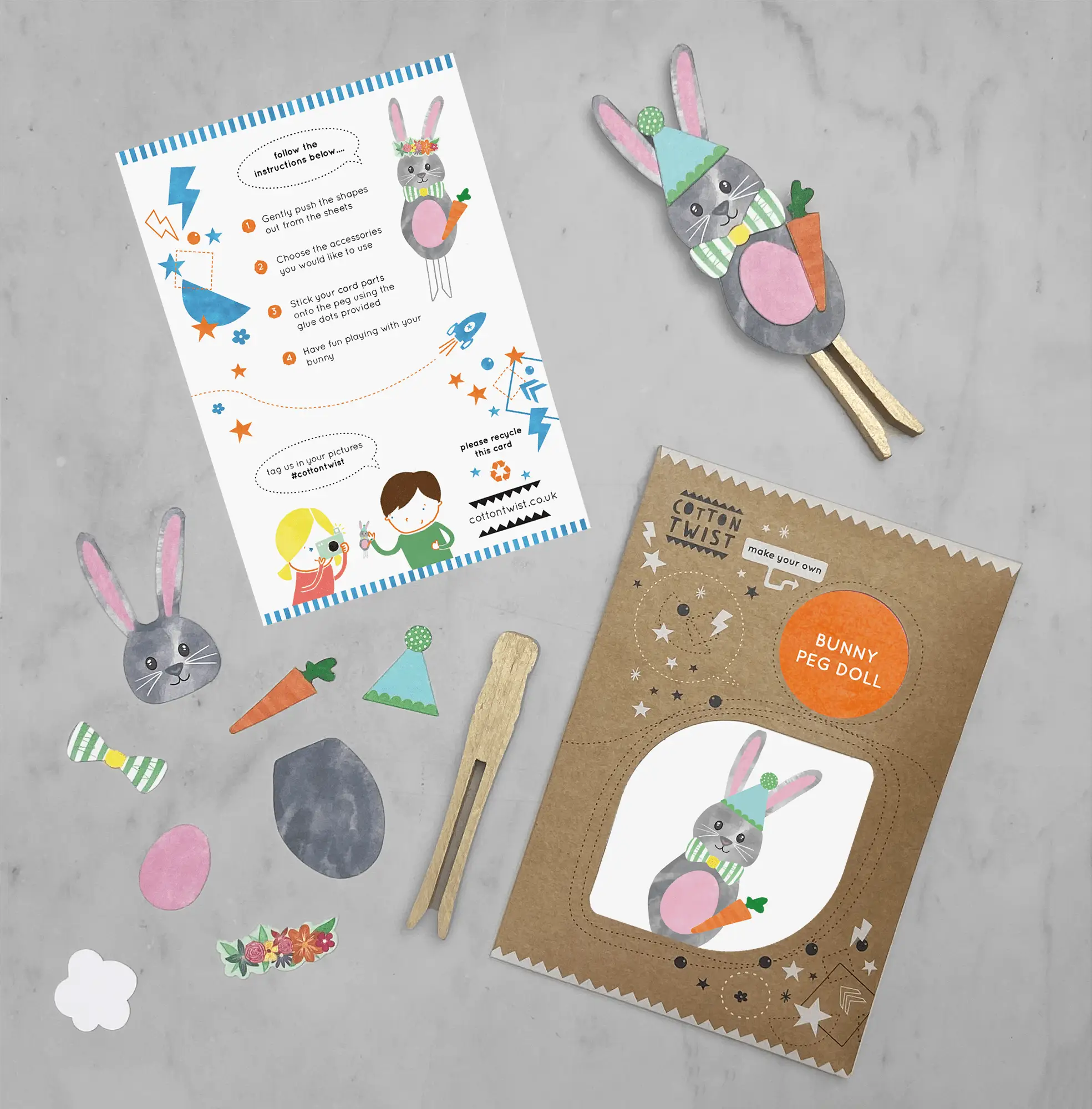 Faites votre propre lapin Peg Poupée Kit by Cotton Twist