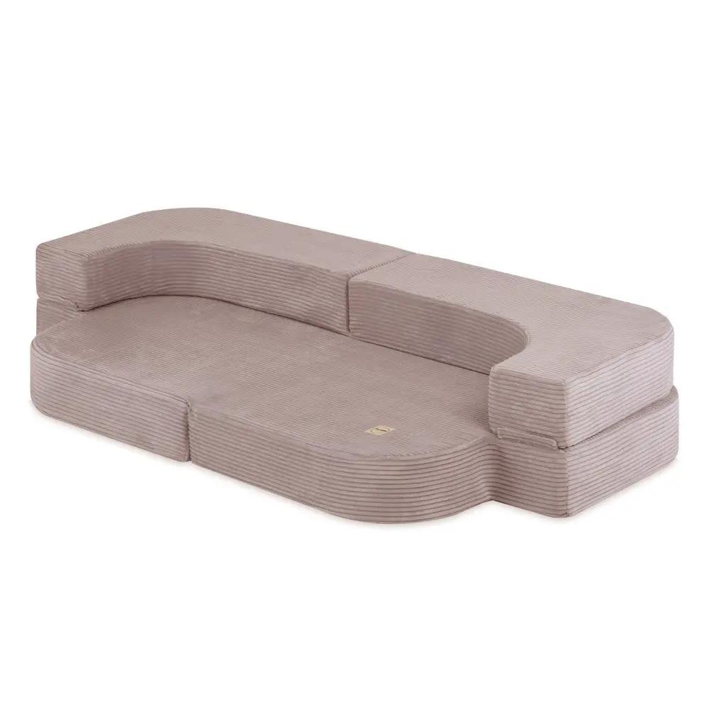 Canapé-lit Foldie - Velours côtelé beige premium, lavable, imperméable - Plush Nest by Misioo