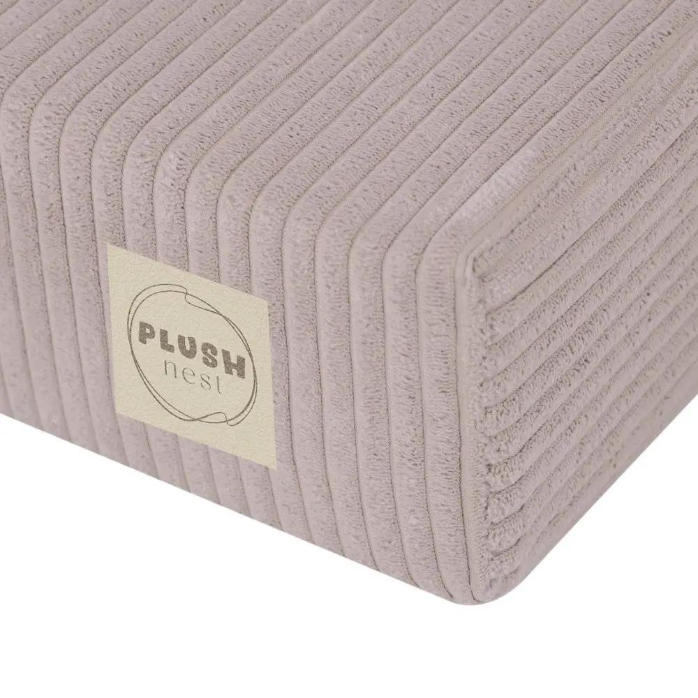Matelas Foldie large avec appui-tête - Velours côtelé rose clair premium - Plush Nest by Misioo