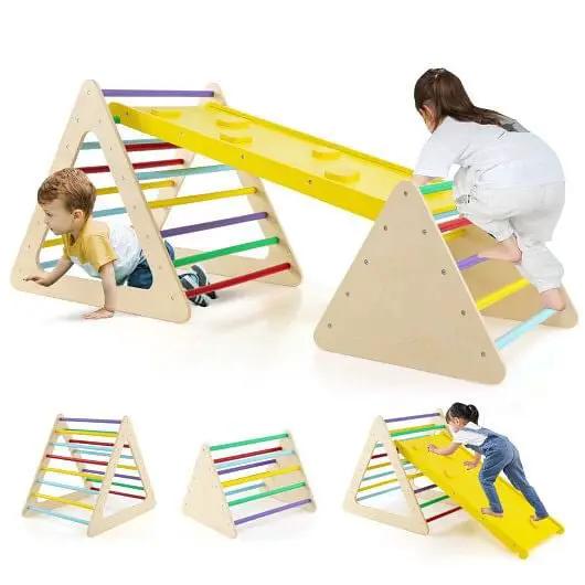 3 Piece Toddler Triangle Set Montessori with 2 Climbing Triangles and 1 Ramp-Colorful by myplayground