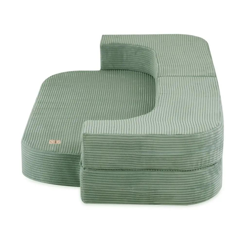 Canapé-lit Foldie - Velours côtelé vert premium, lavable, imperméable - Plush Nest by Misioo