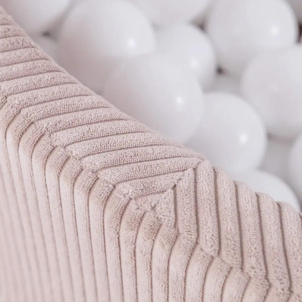 Piscine à balles, rose clair, ronde, velours côtelé, 90x30 (200 boules : perle, rose clair, or) - Plush Nest - Misioo by Misioo