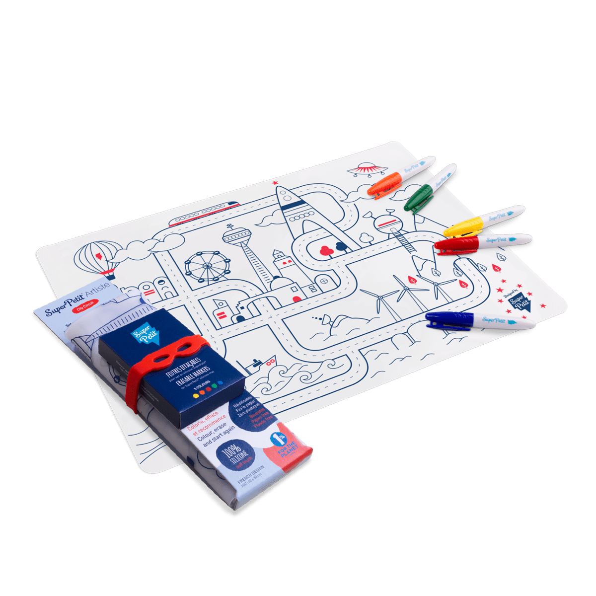 Jeu éducatif: Set de table en silicone CITY - Réutilisable by SuperPetit