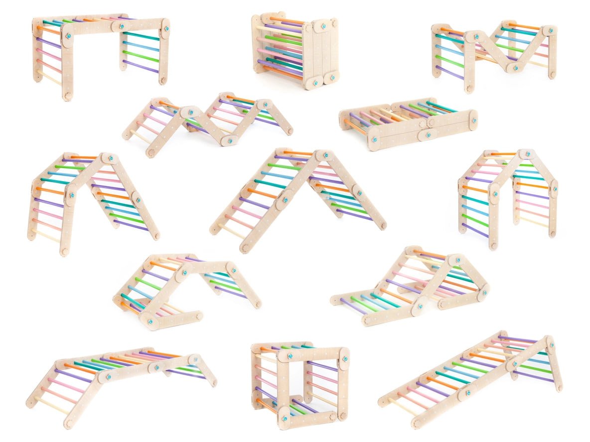 Triangle Pikler coloré avec rampe, transformable, HappyMoon - Jeu de motricité enfant - Happymoon by HappyMoon