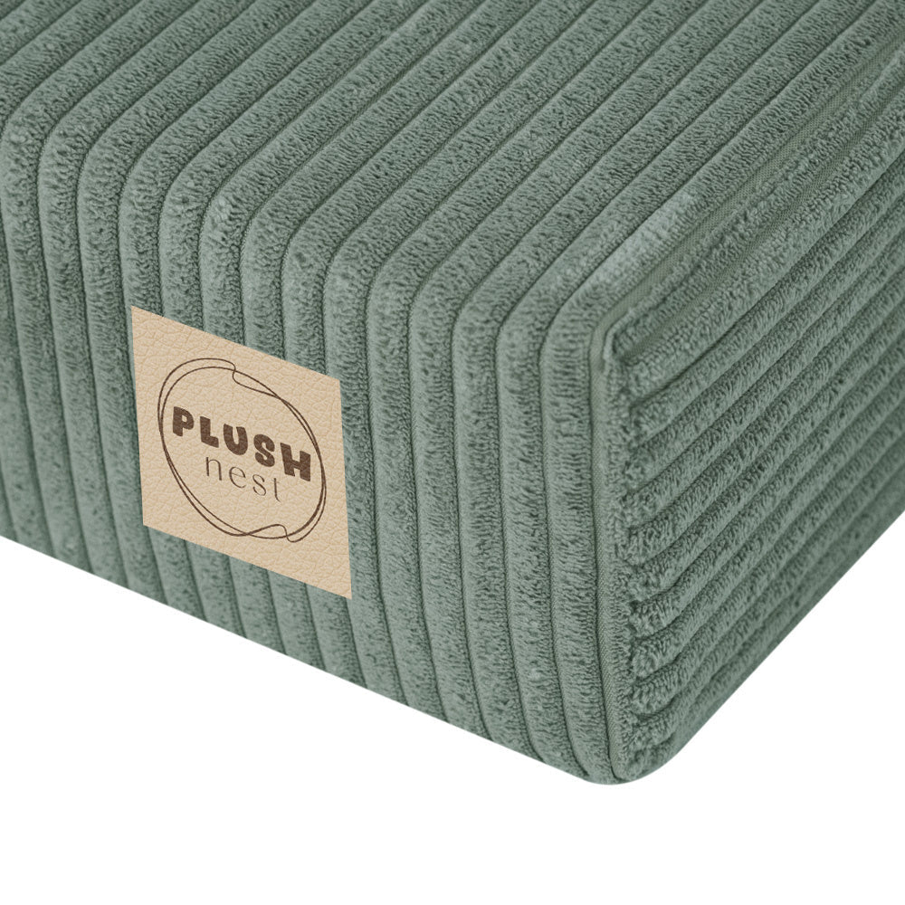 Matelas Foldie large avec appui-tête - Velours côtelé vert premium - Plush Nest by Misioo