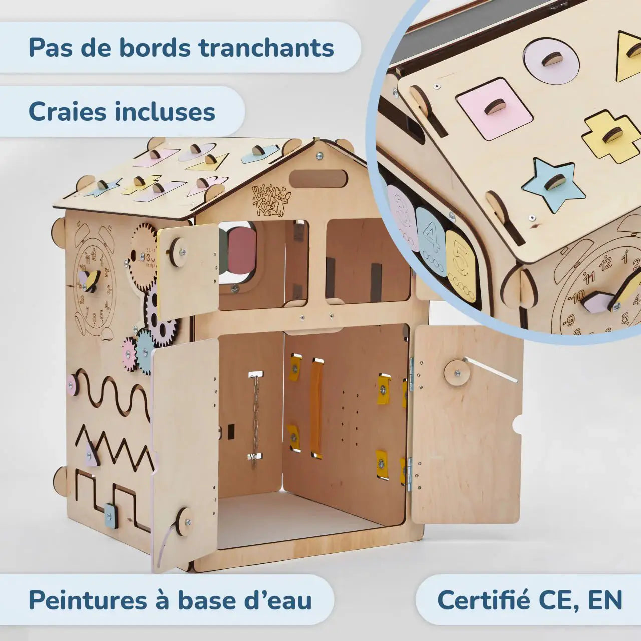Maisonnette Éducative - pastel, édition limitée, bois natura, 12 à 18 mois - BusyKids by BusyKids