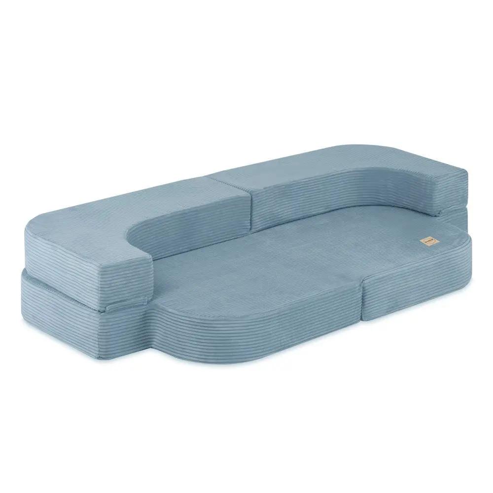 Canapé-lit Foldie - Velours côtelé bleu premium, lavable, imperméable - Plush Nest by Misioo