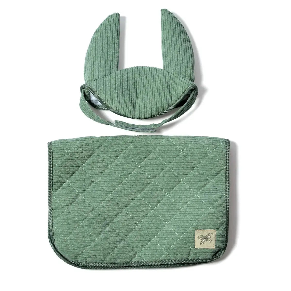 Tapis de selle et chapeau en velours côtelé vert pour cheval de loisir by ByASTRUP