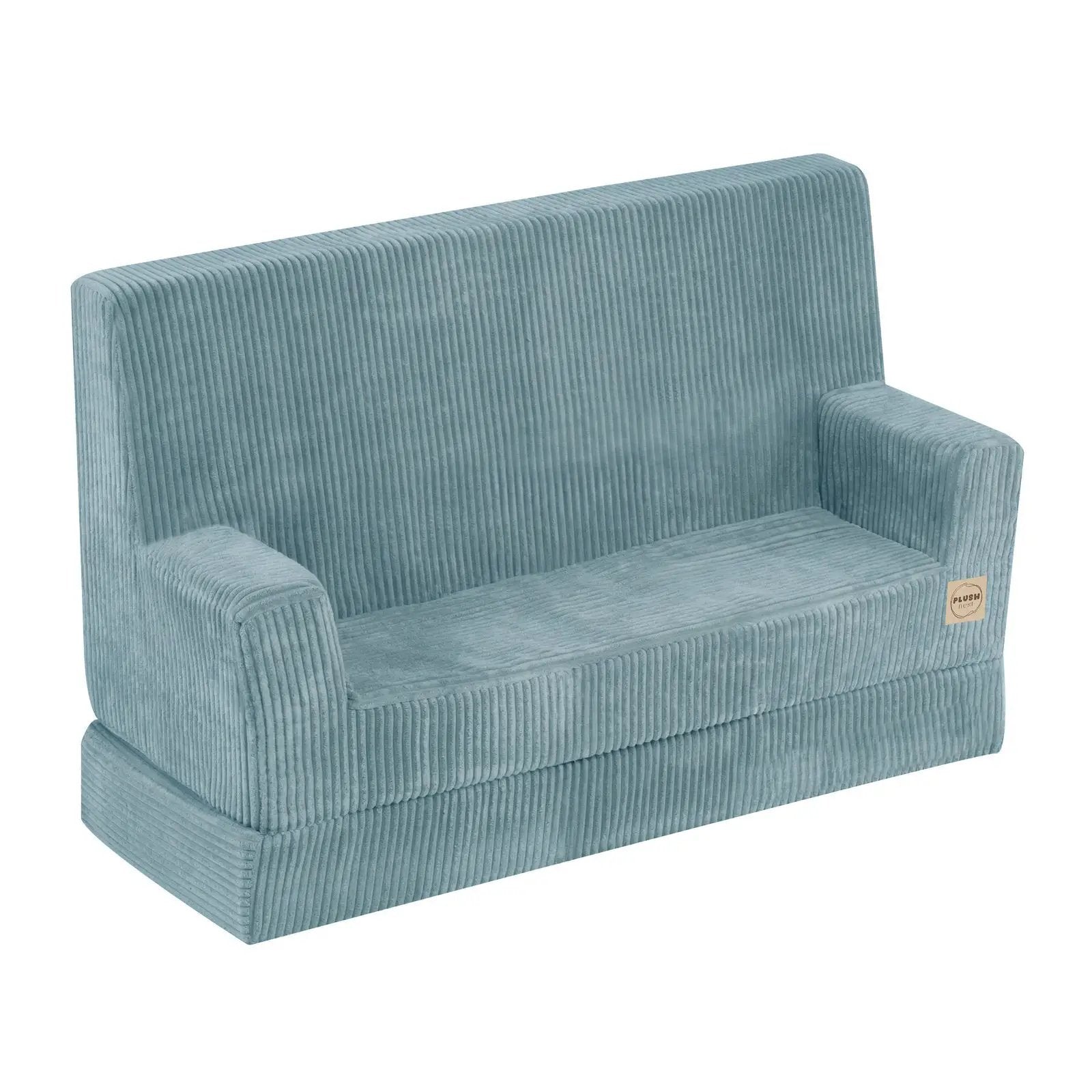 Canapé Foldie avec accoudoirs - Velours côtelé bleu premium - PLUSH NEST by Misioo
