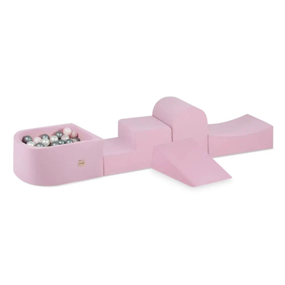 Mini terrain de jeu – Rose smart, bassin et 100 balles (perle, rose, argent) – Plush Nest by Misioo
