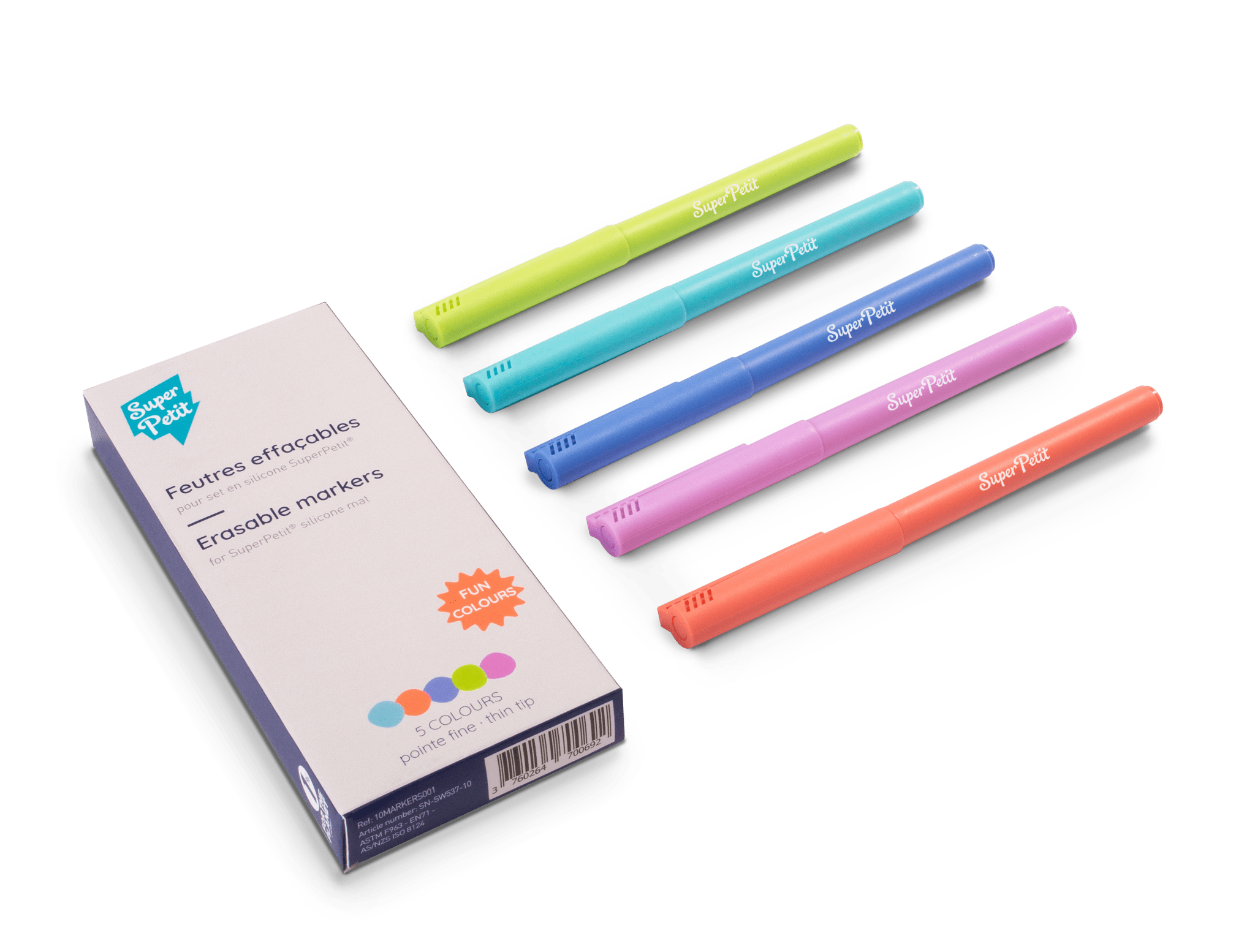 Boîte de 5 Feutres Pointe Fine SuperPetit - myplayground