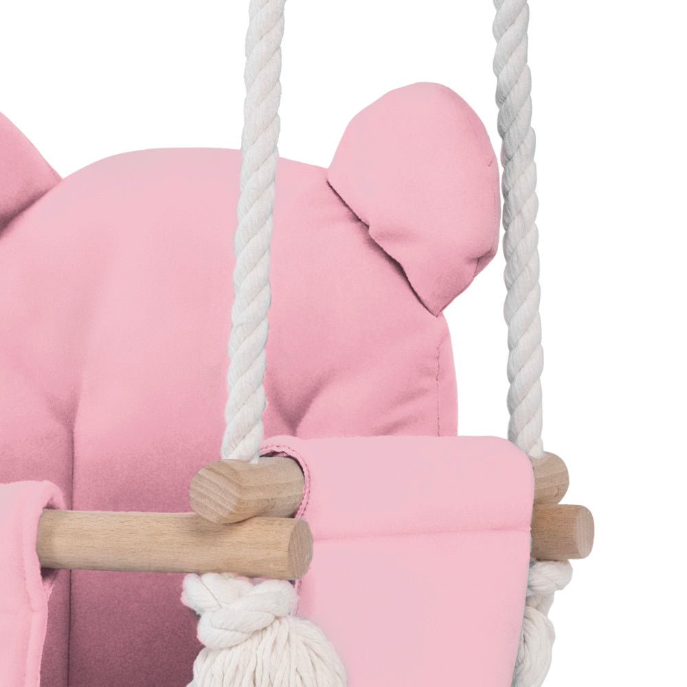 Balançoire Ourson - Velours rose - Plush Nest - myplayground