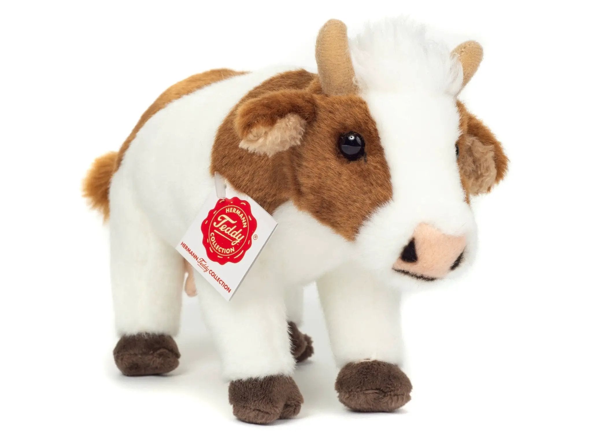 Vache brun-blanche debout 23 cm - peluche - peluche by Teddy Hermann