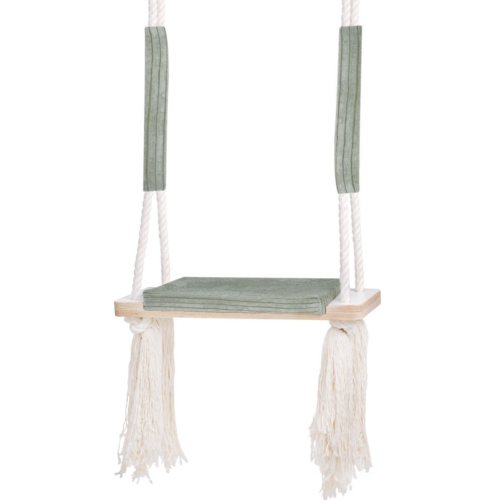 Balançoire d'intérieur plate - Velours côtelé vert premium - Plush Nest - myplayground