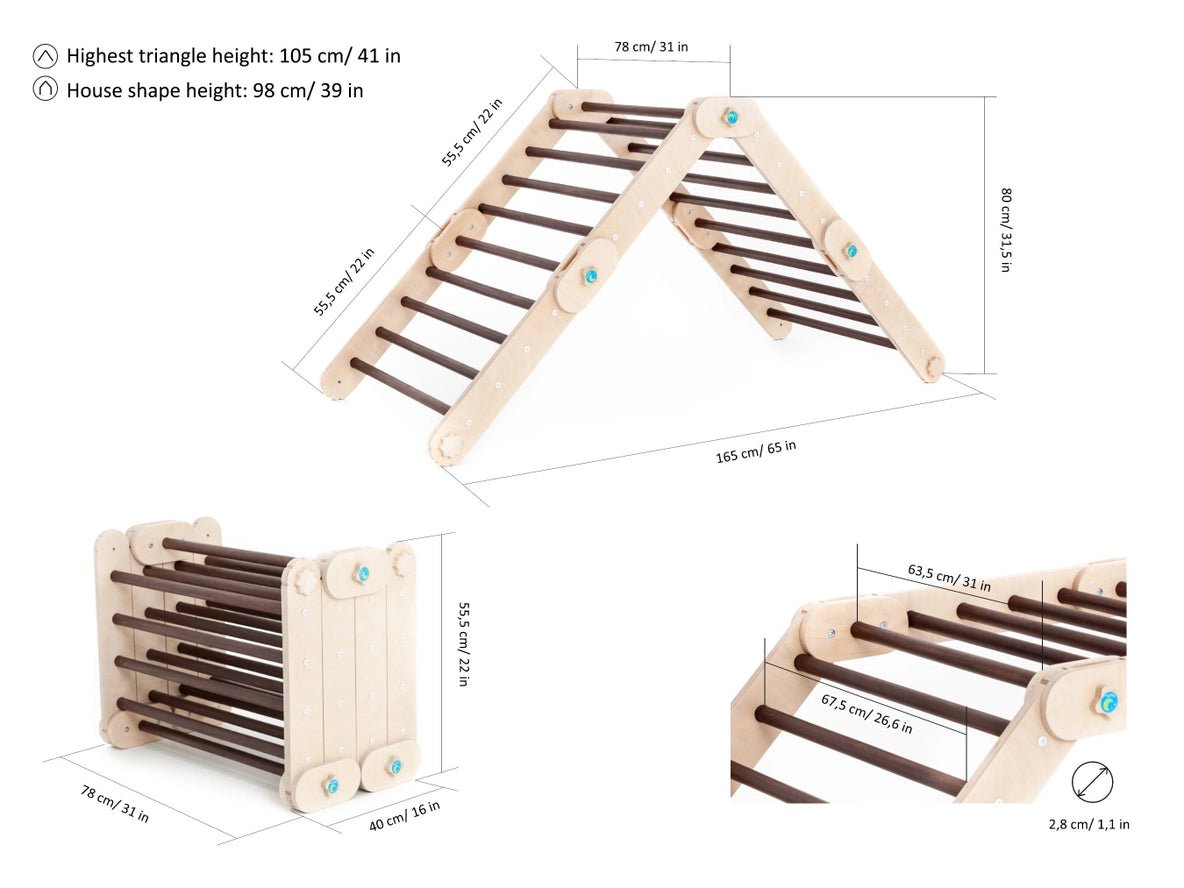 Gymnase d'Activité Pikler Transformable Foncé - Happymoon by HappyMoon