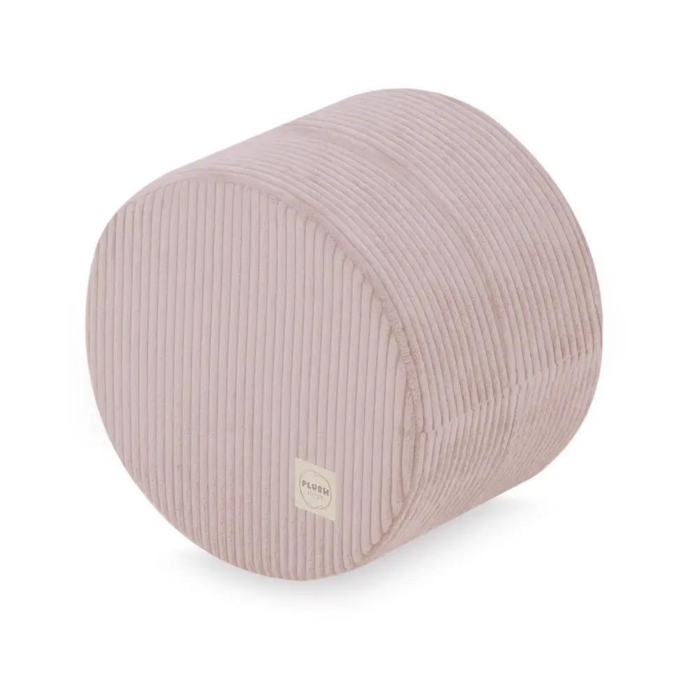 Pouf rond 40x30 cm - Velours côtelé rose clair premium, coussin de sol- Plush Nest by Misioo