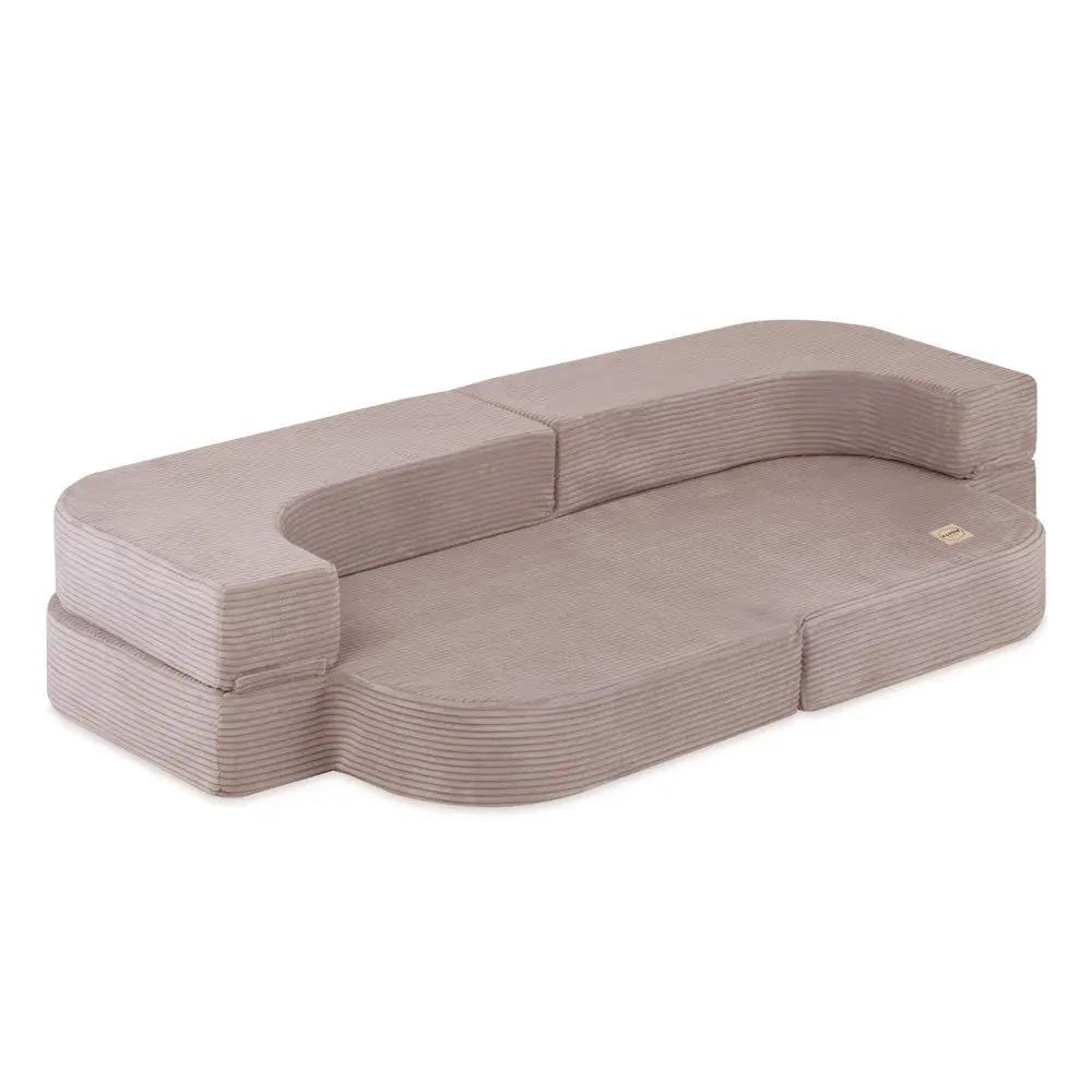 Canapé-lit Foldie - Velours côtelé beige premium, lavable, imperméable - Plush Nest by Misioo