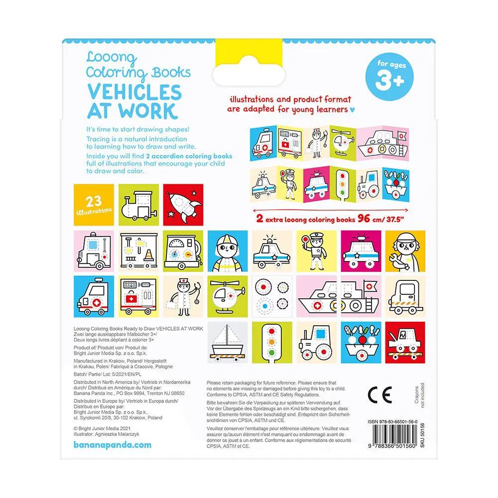 Livres de Coloriage Looong Prêts à Dessiner - Véhicules au Travail - Banana Panda by Banana Panda