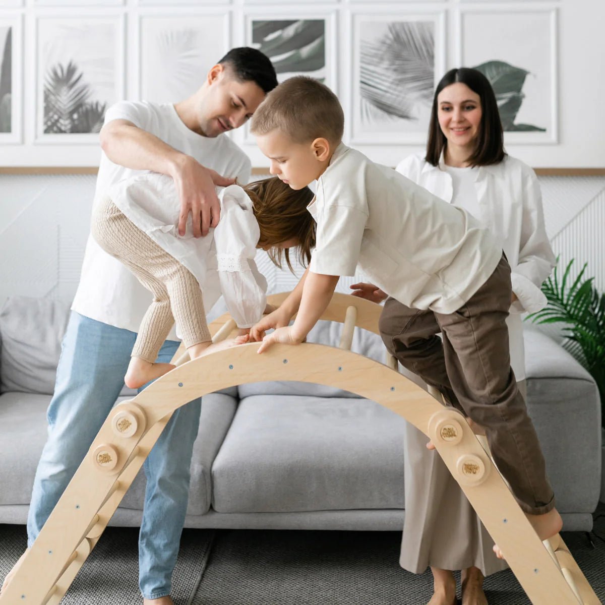 Ensemble d’escalade inclinable (set L avec Rocker) - bois brut (non verni), 18 à 24 mois - BusyKids - myplayground