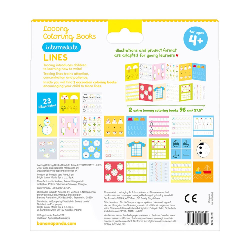 Livres de Coloriage Looong Prêts à Tracer - Lignes Intermédiaires - Banana Panda - myplayground