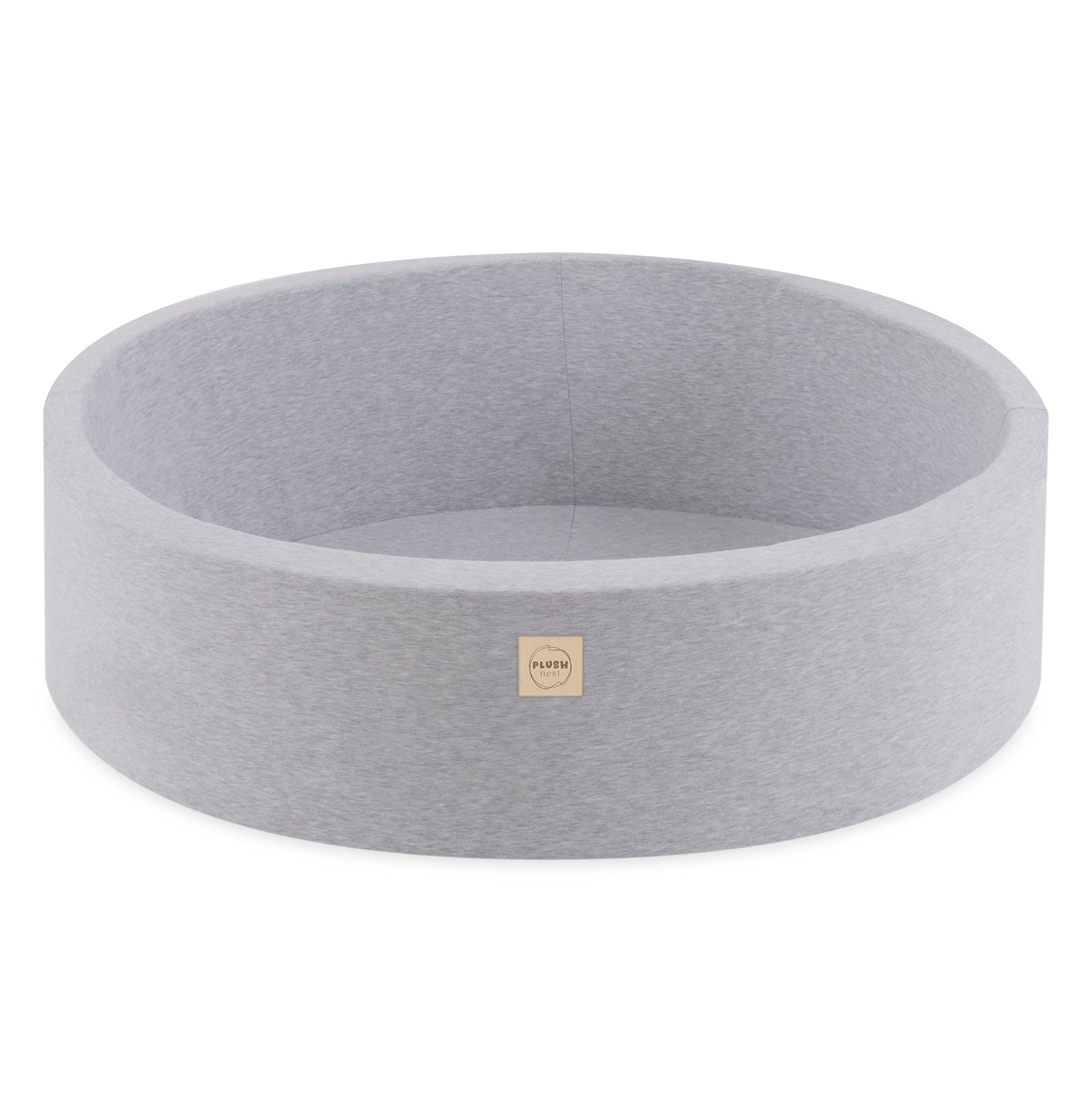 Piscine à balles - ronde 90x30 cm, gris clair en coton (+ 200 boules rose perle argent, perle) – Plush Nest by Misioo