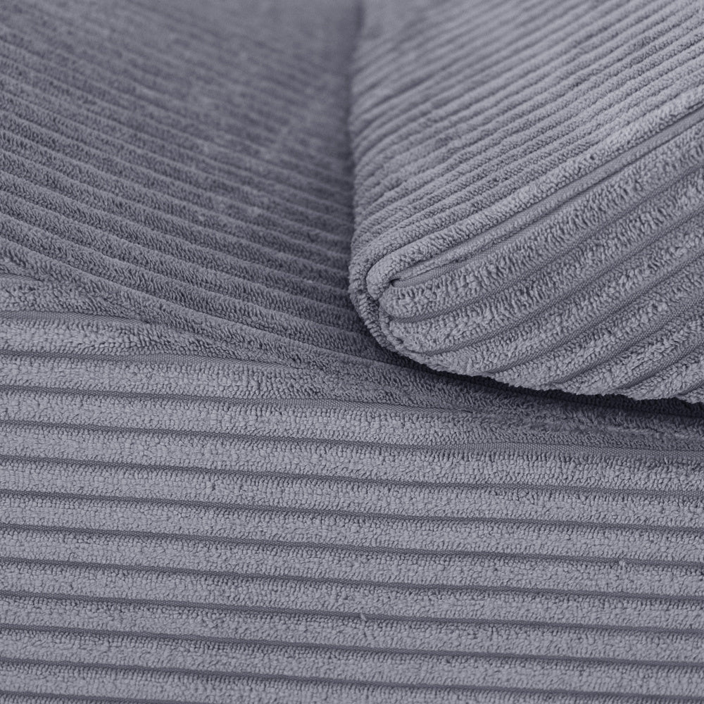 Chaise longue enfant inclinable 145x35x45 cm - velours côtelé gris, confortable – Plush Nest - myplayground