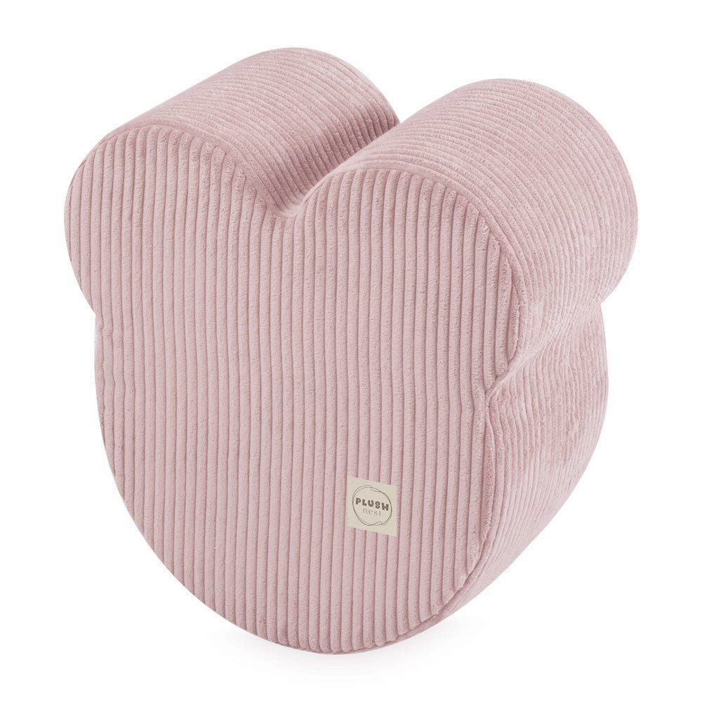Pouf ourson 46x25 cm - Velours côtelé rose clair premium - Plush Nest - myplayground