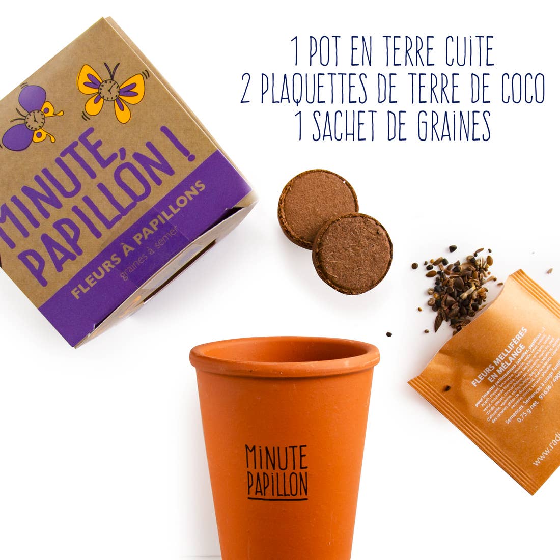 Kit message "Minute Papillon" - Fleurs papillons - Kit créatif de jardinage Enfant - myplayground