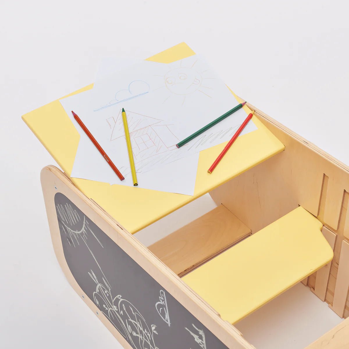 Tour d’Apprentissage Multifonctions 5 en 1 - vanille, bois brut (non verni), 18 à 24 mois - BusyKids - myplayground