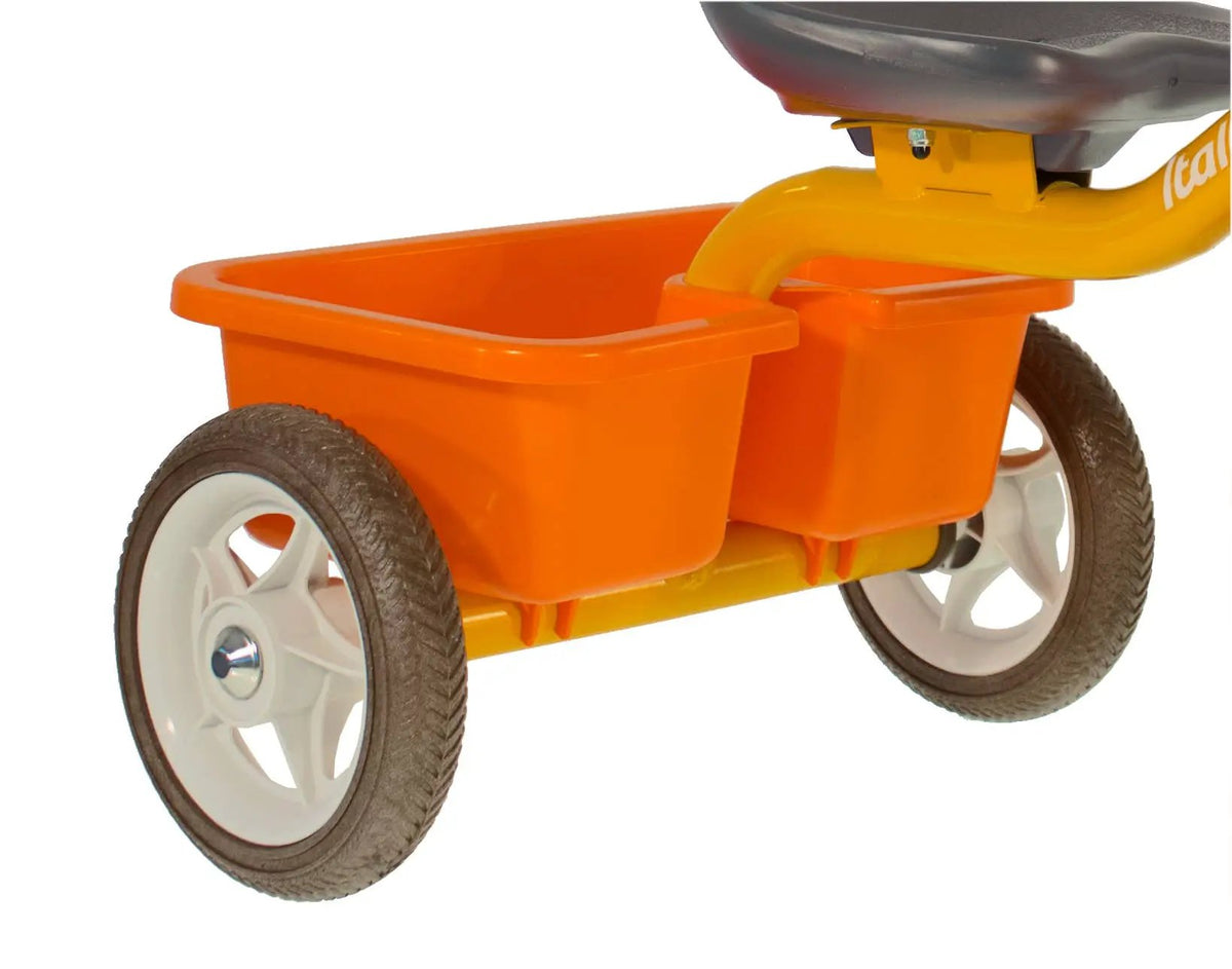 Tricycle Transporter Road Work Orange Italtrike Pour Enfants 2 À 5 Ans Robuste Châssis Métal Guidon Chromé Roues Gomme by Italtrike