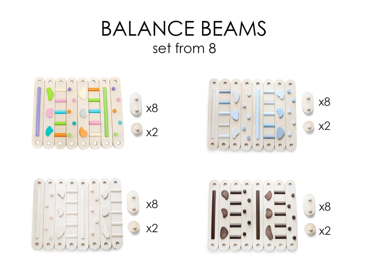 Ensemble de Poutres d'Équilibre en Bois - 8 Poutres, Poutre d'Équilibre à Double Face - Jeu de Motricité Enfant - Happymoon - myplayground