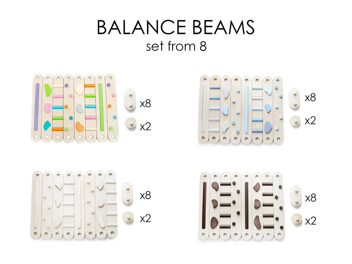 Ensemble de Poutres d'Équilibre en Bois - 8 Poutres, Poutre d'Équilibre à Double Face - Jeu de Motricité Enfant - Happymoon by HappyMoon