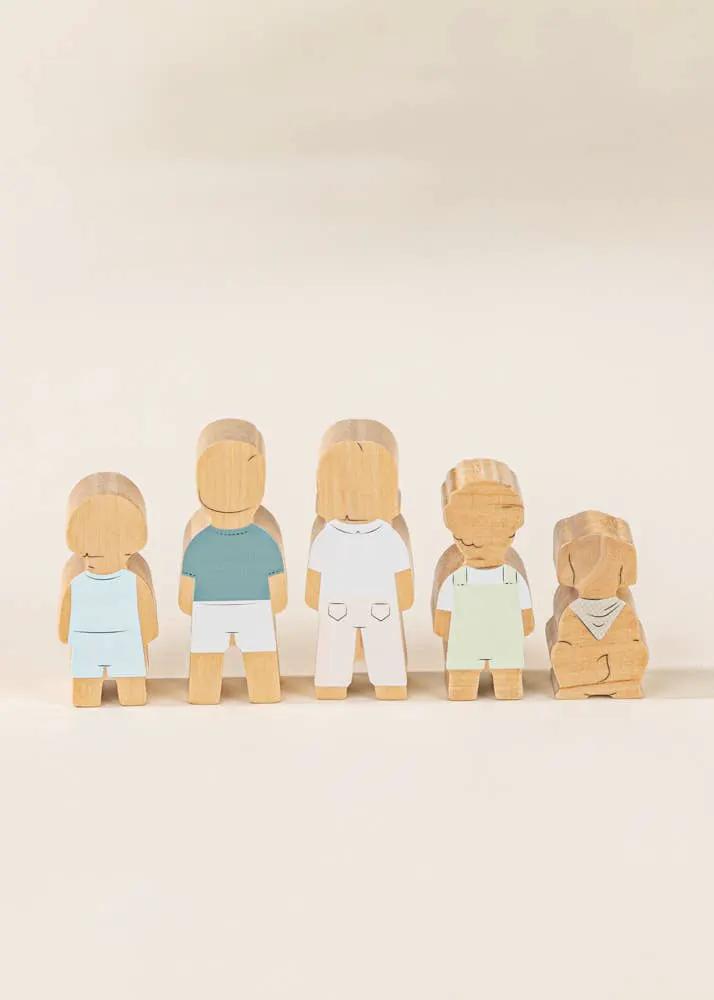 Ensemble de 5 personnages de maison de poupée familiale en bois - Coco Village by Coco Village