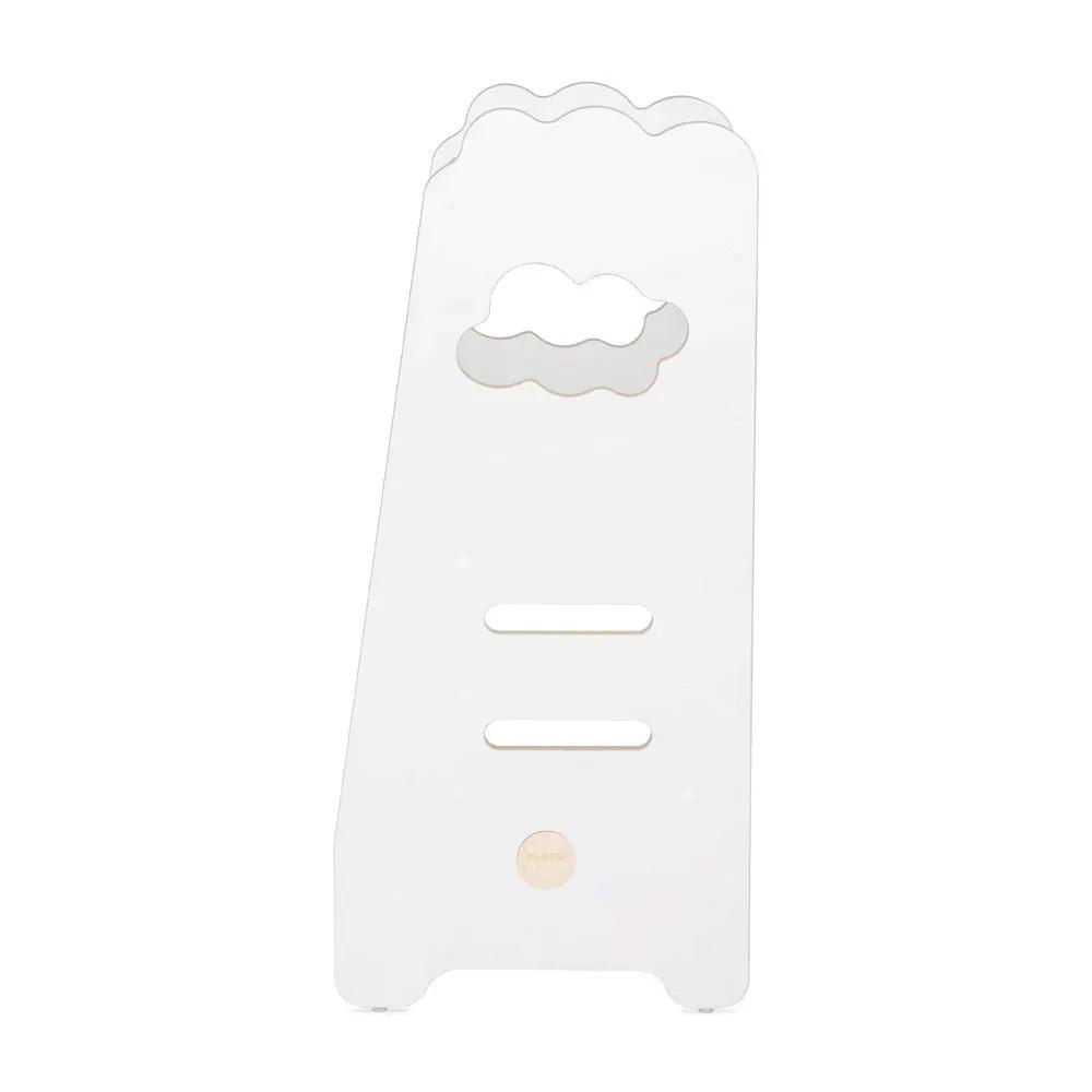 Tour d'apprentissage enfant - blanc nuage, bois, 2 niveaux, montessori en bois, tabouret pour enfant - Plush Nest by Misioo
