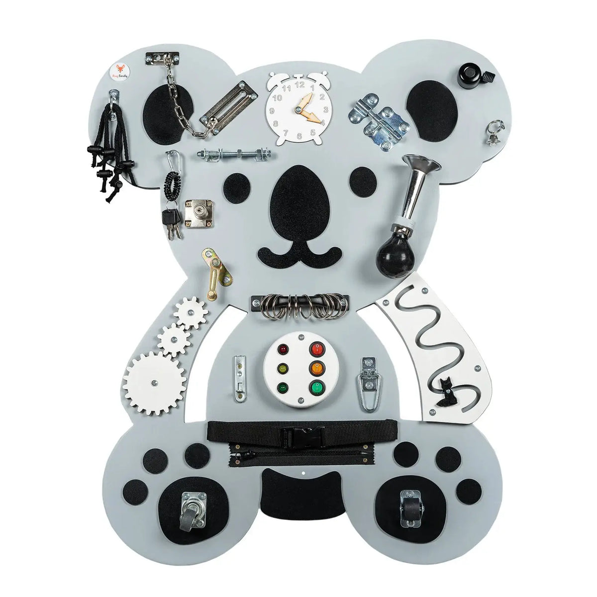 Koala Gris Busy board grise Koala - Planche sensorielle - Jeu de motricite fine pour enfant (3 ans et +) by FoxyFamily