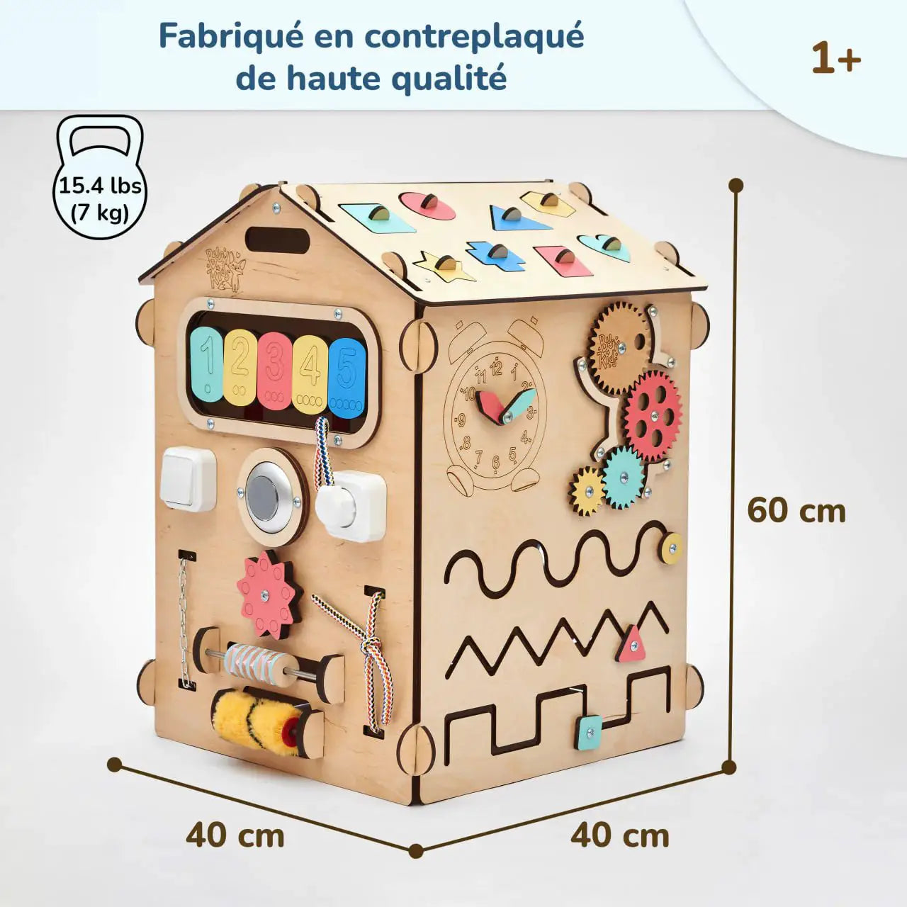 Ensemble Maisonnette Natura et Cube Interactif - Bois Natura - 12 à 18 mois - BusyKids by BusyKids