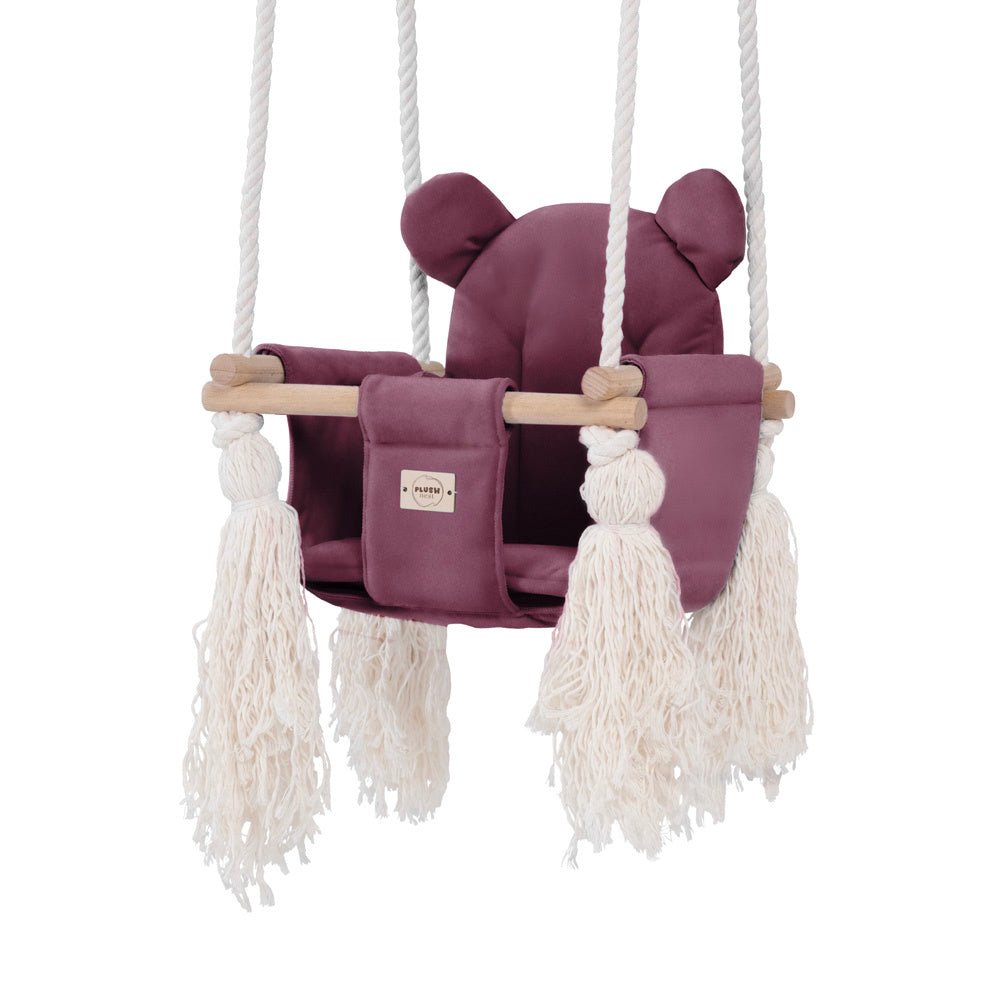 Balançoire Ourson - Velours lilas - Plush Nest - myplayground